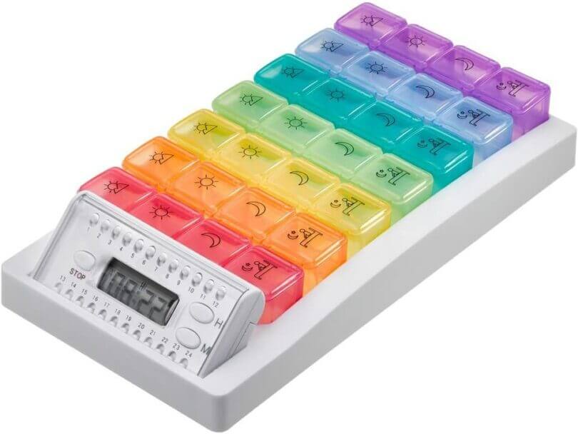 Pilulier Electronique 8 Alarmes 8 Cases Avec Led Rouge